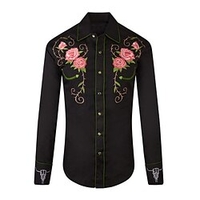 Homme Chemise Chemise Western Rose Imprimés Photos Col rabattu Rose Claire Extérieur Plein Air manche longue Bouton bas Imprimer Vêtement Tenue Mode Vêtement de rue Design style occidental miniinthebox