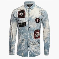 Homme Chemise Crânes Imprimés Photos Col rabattu Bleu Extérieur Plein Air manche longue Bouton bas Imprimer Vêtement Tenue Mode Design Casual Flexible miniinthebox