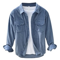 Homme Chemise en Velours Côtelé Surchemise Plein Col rabattu Jaune Bleu Gris Plein Air du"idien manche longue Bouton bas Vêtement Tenue Mode Casual Confortable miniinthebox
