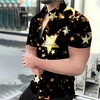 Homme Chemise Etoile Imprimés Photos Géométrie Col rabattu Noir Jaune Bleu Dorée Plein Air Casual Manches courtes Bouton bas Imprimer Vêtement Tenue Sportif Mode Vêtement de rue Design miniinthebox