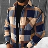 Homme Chemise Flanelle Surchemise Ecossais Col rabattu Bleu Gris Foncé Marron Plein Air du"idien manche longue Bouton bas Vêtement Tenue basique Mode Casual Confortable miniinthebox