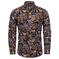 Homme Chemise Floral Cachemire Imprimés Photos Col rabattu Noir Rouge Violet Vert Extérieur Plein Air manche longue Bouton bas Imprimer Vêtement Tenue Sportif Mode Vêtement de rue Design miniinthebox