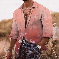 Homme Chemise Floral Dégradé Imprimés Photos Col rabattu Jaune Rose Claire Extérieur Plein Air manche longue Bouton bas Imprimer Vêtement Tenue Tropique Sportif Bohème Vêtement de rue miniinthebox