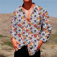 Homme Chemise Floral Imprimés Photos Col rabattu Bleu Vert Extérieur Plein Air manche longue Bouton bas Imprimer Vêtement Tenue Tropique Sportif Bohème Vêtement de rue miniinthebox