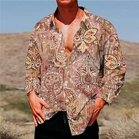 Homme Chemise Floral Imprimés Photos Col rabattu Jaune Bleu Extérieur Plein Air manche longue Bouton bas Imprimer Vêtement Tenue Tropique Sportif Bohème Vêtement de rue miniinthebox