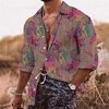 Homme Chemise Floral Imprimés Photos Col rabattu Jaune Fuchsia Extérieur Plein Air manche longue Bouton bas Imprimer Vêtement Tenue Tropique Sportif Bohème Vêtement de rue miniinthebox