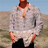 Homme Chemise Floral Imprimés Photos Col rabattu Rose Claire Bleu Extérieur Plein Air manche longue Bouton bas Imprimer Vêtement Tenue Tropique Sportif Bohème Vêtement de rue miniinthebox