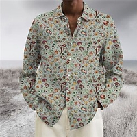Homme Chemise Floral Imprimés Photos Col rabattu Vert olive Vert Extérieur Plein Air manche longue Bouton bas Imprimer Vêtement Tenue Tropique Sportif Bohème Vêtement de rue miniinthebox