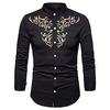 Homme Chemise Floral Imprimés Photos Mao Noir Blanche Vin bleu marine Extérieur Plein Air manche longue Brodée Bouton bas Vêtement Tenue Mode Design Casual Flexible miniinthebox
