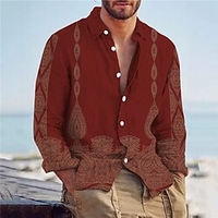 Homme Chemise Floral Imprimés Photos Rétro Vintage Col rabattu Vin Bleu Extérieur Plein Air manche longue Bouton bas Imprimer Vêtement Tenue Tropique Sportif Bohème Vêtement de rue miniinthebox