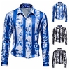 Homme Chemise Floral Rayé Imprimés Photos Col rabattu Noir Bleu Extérieur Plein Air manche longue Bouton bas Imprimer Vêtement Tenue Mode Design Casual Flexible miniinthebox