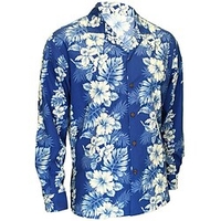 Homme Chemise Graphic Floral Col rabattu Bleu Extérieur Casual manche longue Bouton bas Imprimer Vêtement Tenue Mode Design Casual Respirable miniinthebox