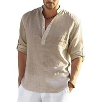 Homme Chemise Henley Printemps Eté manche longue Noir Blanche Jaune Couleur unie Extérieur Plein Air Vêtement Tenue Bouton bas miniinthebox