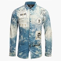 Homme Chemise Imprimés Photos Col rabattu Bleu Extérieur Plein Air manche longue Bouton bas Imprimer Vêtement Tenue Mode Design Casual Flexible miniinthebox