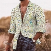 Homme Chemise Imprimés Photos Col rabattu Jaune Bleu Extérieur Plein Air manche longue Bouton bas Imprimer Vêtement Tenue Tropique Sportif Bohème Vêtement de rue miniinthebox