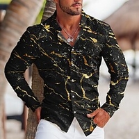Homme Chemise Imprimés Photos Fissure Col rabattu Jaune Bleu Violet Vert Extérieur Plein Air manche longue Bouton bas Imprimer Vêtement Tenue Sportif Mode Vêtement de rue Design miniinthebox