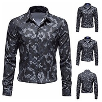 Homme Chemise Imprimés Photos Géométrie camouflage Col rabattu Noir Extérieur Plein Air manche longue Bouton bas Imprimer Vêtement Tenue Mode Design Casual Flexible miniinthebox