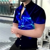 Homme Chemise Imprimés Photos Géométrie Col rabattu Jaune Bleu Violet Plein Air Casual Manches courtes Bouton bas Imprimer Vêtement Tenue Sportif Mode Vêtement de rue Design miniinthebox