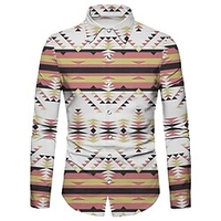 Homme Chemise Imprimés Photos Géométrie Col rabattu Jaune Gris Extérieur Plein Air manche longue Bouton bas Imprimer Vêtement Tenue Rétro Vintage Mode Vêtement de rue Design miniinthebox
