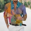 Homme Chemise Imprimés Photos Géométrie Col rabattu Jaune Vert Claire Bleu Roi Bleu Violet Extérieur Plein Air manche longue Bouton bas Imprimer Vêtement Tenue Mode Design Casual Flexible miniinthebox