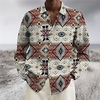 Homme Chemise Imprimés Photos Géométrie Col rabattu Marron Gris Extérieur Plein Air manche longue Bouton bas Imprimer Vêtement Tenue Rétro Vintage Mode Vêtement de rue Design miniinthebox