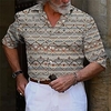 Homme Chemise Imprimés Photos Géométrie Col rabattu Rouge Bleu Extérieur Plein Air manche longue Bouton bas Imprimer Vêtement Tenue Rétro Vintage Mode Vêtement de rue Design miniinthebox