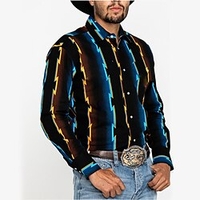 Homme Chemise Imprimés Photos Géométrie Col rabattu Rouge Bleu Vert Extérieur Plein Air manche longue Bouton bas Imprimer Vêtement Tenue Mode Design Casual Flexible miniinthebox
