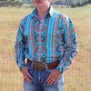 Homme Chemise Imprimés Photos Rétro Vintage Géométrie Col rabattu Jaune Bleu Violet Vert Gris Extérieur Plein Air manche longue Bouton bas Imprimer Vêtement Tenue Mode Design Casual Flexible miniinthebox