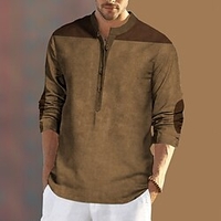 Homme Chemise Imprimés Photos Rétro Vintage Mao Bleu Marron Gris Extérieur Plein Air manche longue Bouton bas Imprimer Vêtement Tenue Mode Design Casual Confortable miniinthebox
