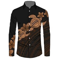 Homme Chemise Imprimés Photos Tortue Col rabattu Jaune Extérieur Plein Air manche longue Bouton bas Imprimer Vêtement Tenue Mode Design Casual Flexible miniinthebox