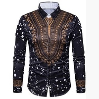 Homme Chemise Imprimés Photos Totem Col rabattu bleu marine Extérieur Plein Air manche longue Bouton bas Imprimer Vêtement Tenue Mode Design Casual Flexible miniinthebox