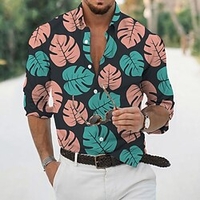 Homme Chemise Papillon Citron Imprimés Photos Feuilles Col rabattu Abricot bleu marine Bleu Roi Bleu Marron Extérieur Plein Air manche longue Bouton bas Imprimer Vêtement Tenue Mode Design Casual miniinthebox