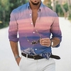 Homme Chemise Paysage Imprimés Photos Col rabattu Jaune Rose Claire Bleu Bleu Ciel Violet Extérieur Plein Air manche longue Bouton bas Imprimer Vêtement Tenue Mode Design Casual Flexible miniinthebox