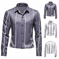 Homme Chemise Rayé Imprimés Photos Col rabattu Blanche Gris Extérieur Plein Air manche longue Bouton bas Imprimer Vêtement Tenue Mode Design Casual Flexible miniinthebox
