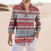 Homme Chemise Rayé Imprimés Photos Col rabattu Jaune Rouge Extérieur Plein Air manche longue Bouton bas Imprimer Vêtement Tenue Rétro Vintage Mode Vêtement de rue Design miniinthebox