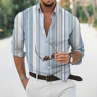 Homme Chemise Rayé Imprimés Photos Col rabattu Noir Jaune Bleu Fuchsia Vert Extérieur Plein Air manche longue Bouton bas Imprimer Vêtement Tenue Mode Design Casual Flexible miniinthebox