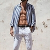 Homme Chemise Rayé Imprimés Photos Col rabattu Rose Claire Bleu Extérieur Casual manche longue Bouton bas Imprimer Vêtement Tenue Sportif Mode Vêtement de rue Design miniinthebox