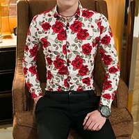 Homme Chemise Rose Imprimés Photos Col rabattu Noir Blanche Extérieur Plein Air manche longue Bouton bas Imprimer Vêtement Tenue Sportif Mode Vêtement de rue Design miniinthebox