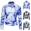 Homme Chemise Tie Dye Imprimés Photos Col rabattu Noir Bleu Extérieur Plein Air manche longue Bouton bas Imprimer Vêtement Tenue Mode Design Casual Flexible miniinthebox