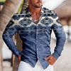 Homme Chemise Tribal Imprimés Photos Géométrie Col rabattu Bleu Marron Vert Gris Extérieur Plein Air manche longue Bouton bas Imprimer Vêtement Tenue Sportif Mode Vêtement de rue Design miniinthebox