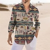 Homme Chemise Tribal Imprimés Photos Géométrie Col rabattu Jaune Bleu Extérieur Plein Air manche longue Bouton bas Imprimer Vêtement Tenue Rétro Vintage Mode Vêtement de rue Design miniinthebox