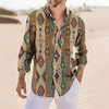 Homme Chemise Tribal Imprimés Photos Géométrie Col rabattu Jaune Bleu Extérieur Plein Air manche longue Bouton bas Imprimer Vêtement Tenue Rétro Vintage Mode Vêtement de rue Design miniinthebox