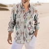 Homme Chemise Tribal Imprimés Photos Géométrie Col rabattu Jaune Gris Extérieur Plein Air manche longue Bouton bas Imprimer Vêtement Tenue Rétro Vintage Mode Vêtement de rue Design miniinthebox
