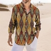 Homme Chemise Tribal Imprimés Photos Géométrie Col rabattu Jaune Gris Extérieur Plein Air manche longue Bouton bas Imprimer Vêtement Tenue Rétro Vintage Mode Vêtement de rue Design miniinthebox