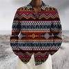 Homme Chemise Tribal Imprimés Photos Géométrie Col rabattu Rouge Bleu Extérieur Plein Air manche longue Bouton bas Imprimer Vêtement Tenue Rétro Vintage Mode Vêtement de rue Design miniinthebox