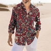 Homme Chemise Tribal Imprimés Photos Rétro Vintage Col rabattu Rouge Gris Extérieur Plein Air manche longue Bouton bas Imprimer Vêtement Tenue Rétro Vintage Mode Vêtement de rue Design miniinthebox