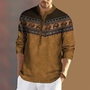 Homme Chemise Tribal Imprimés Photos Rétro Vintage Mao Bleu Marron Gris Extérieur Plein Air manche longue Bouton bas Imprimer Vêtement Tenue Rétro Vintage Design Style Ethnique Casual miniinthebox