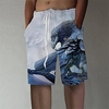 Homme Design à la mode Droite Short Impression 3D Taille elastique Court Pantalon Sport extérieur du"idien Imprimés Photos Aigle Mélange de Coton Confort Respirable Taille médiale Bleu S M L XL miniinthebox