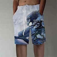 Homme Design à la mode Droite Short Impression 3D Taille elastique Court Pantalon Sport extérieur du"idien Imprimés Photos Aigle Mélange de Coton Confort Respirable Taille médiale Bleu S M L XL miniinthebox