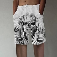 Homme Design à la mode Droite Short Impression 3D Taille elastique Court Pantalon Sport extérieur du"idien Imprimés Photos Crânes Mélange de Coton Confort Respirable Taille médiale Gris S M L XL miniinthebox